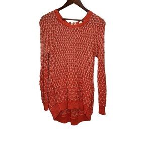 Anthropologie Moth Orange 100% Honeycomb Crew Neck Sweater Size Medium